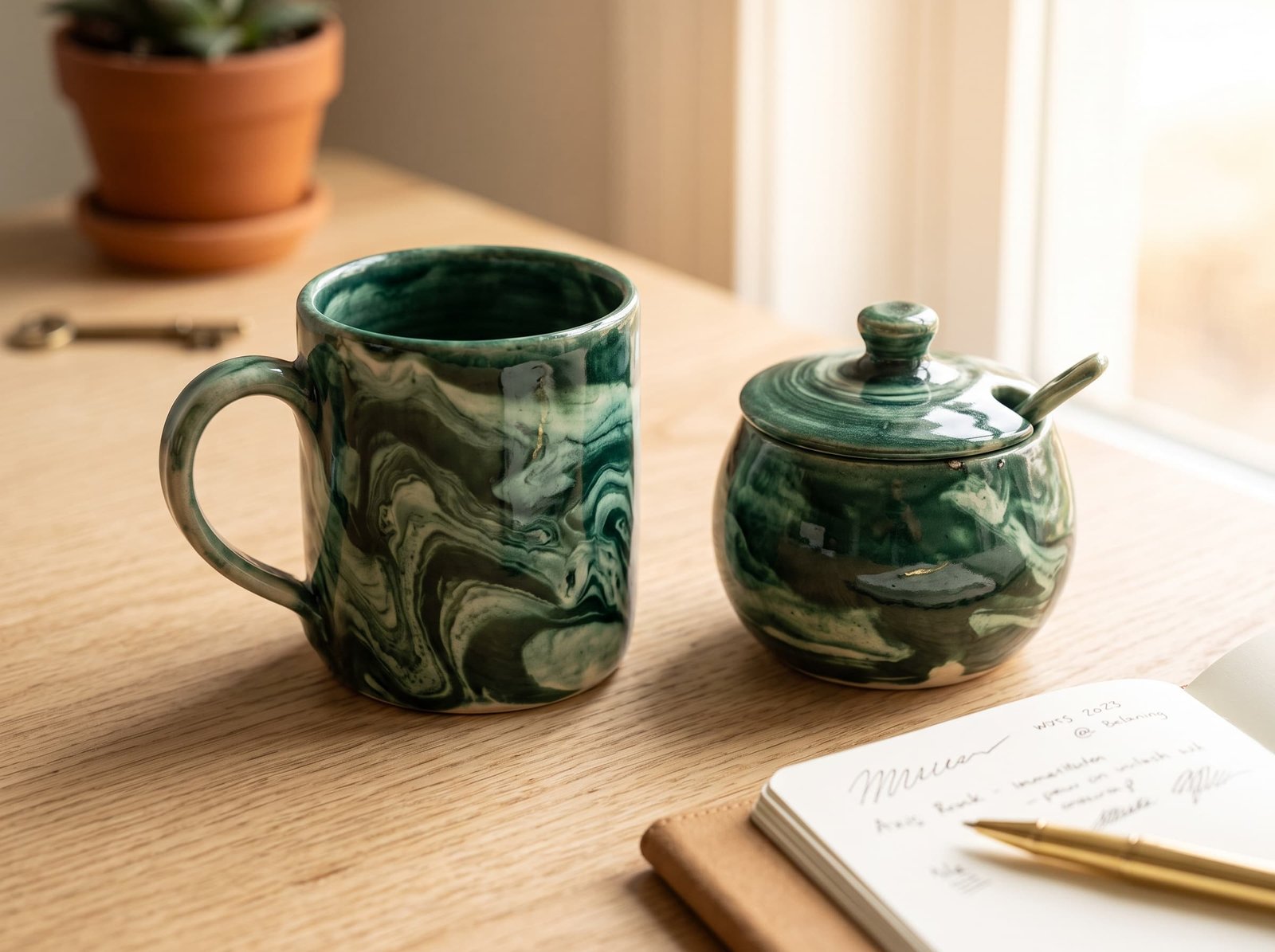 Emerald Marble Mug Set